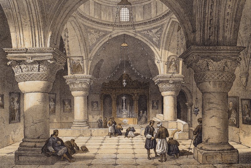 St Helenas kapell (färg litho) av David (after) Roberts