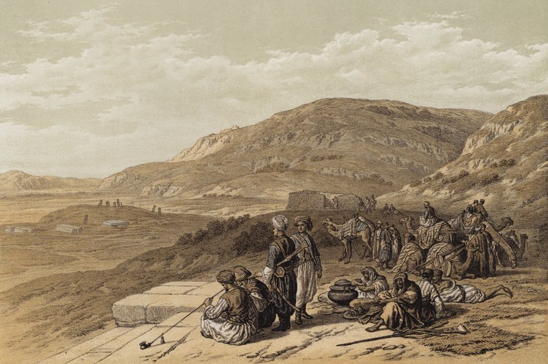 Jakobs brunn i Sikem (färg litho) av David (after) Roberts