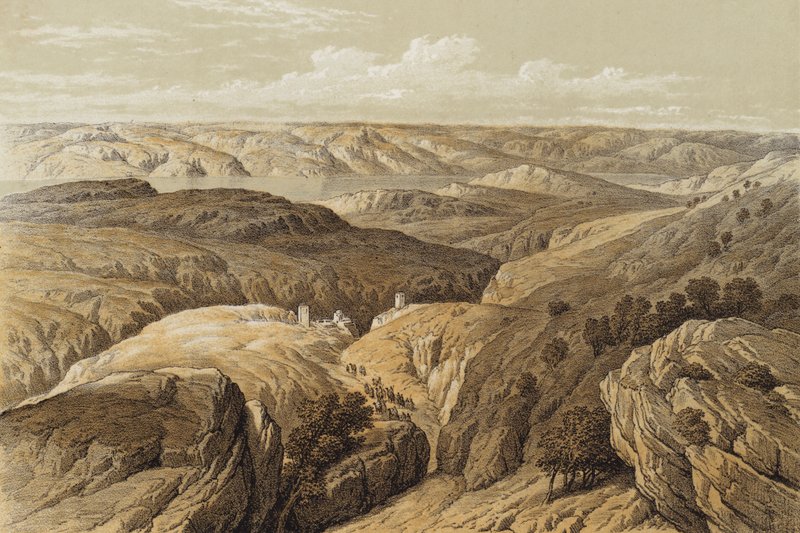 Vildmarken Engedi (färg litho) av David (after) Roberts
