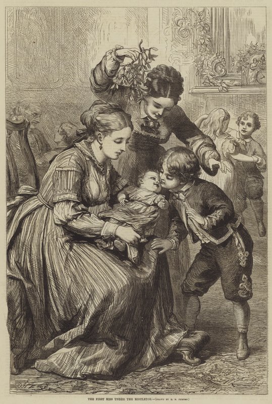 The First Kiss under the Mistletoe  av David Henry Friston
