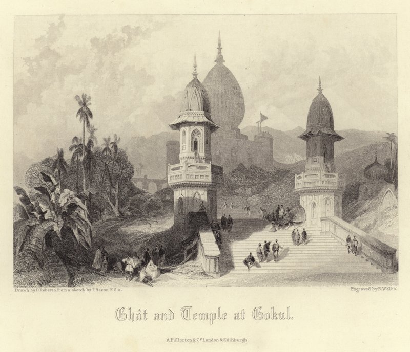 Ghat och tempel i Gokul av David Roberts