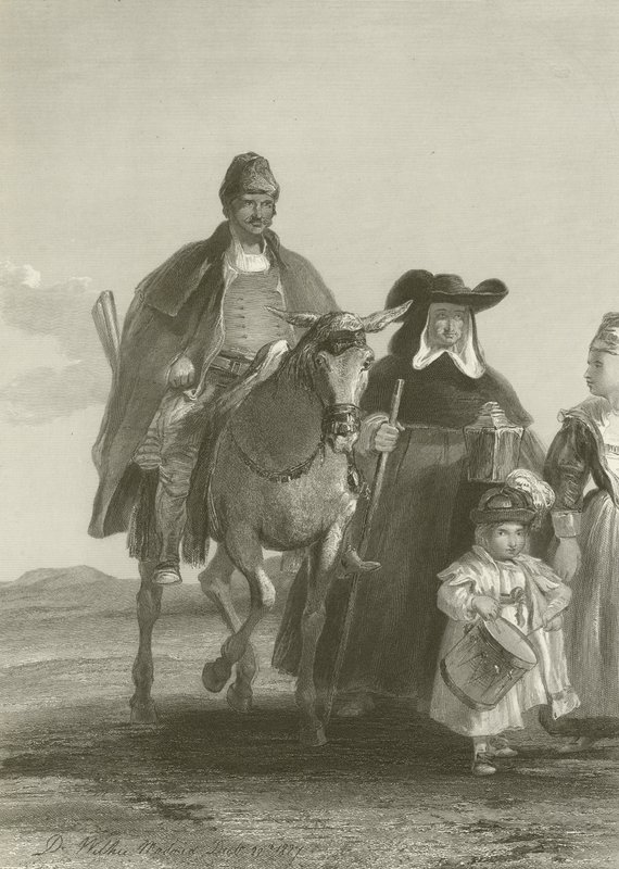 Grupp av figurer som kommer in i Madrid av David Wilkie