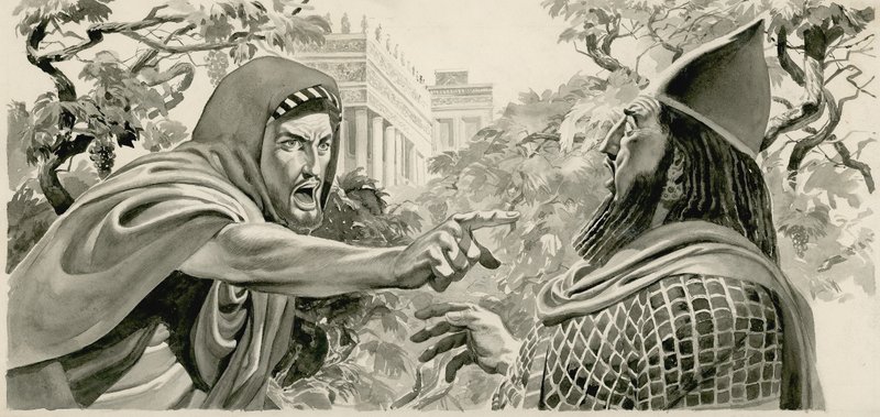 Elijah fördömer kung Ahab av Don Lawrence
