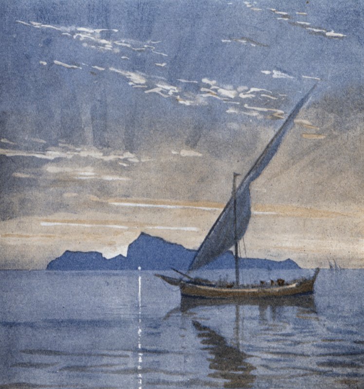 Capri från havet (färg litho) av Donald (after) Maxwell