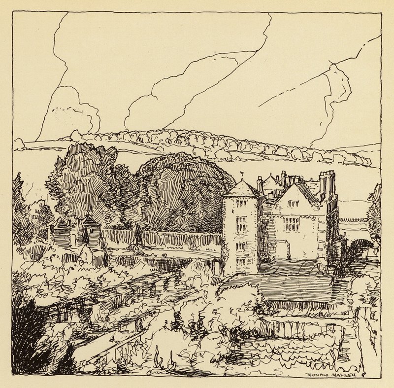 Cranborne herrgård (litho) av Donald (after) Maxwell