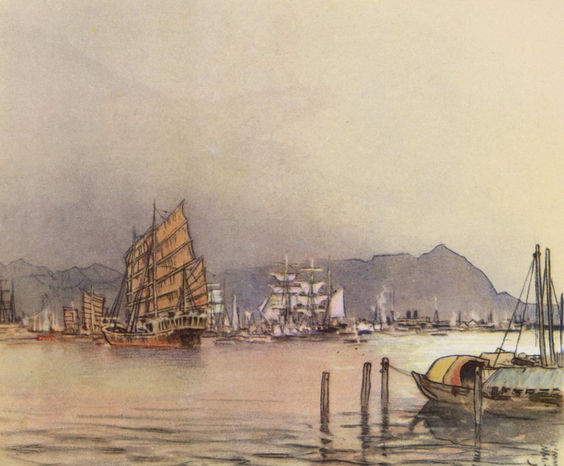 Hong-Kong (färglitografi) av Donald (after) Maxwell