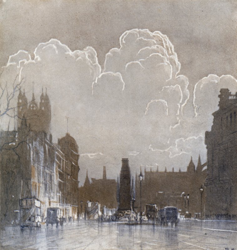 The Cenotaph (färg litho) av Donald (after) Maxwell