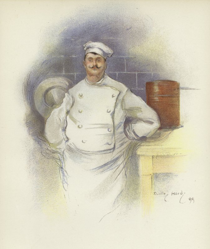 Chefskock på Savoy Hotel av Dudley Hardy