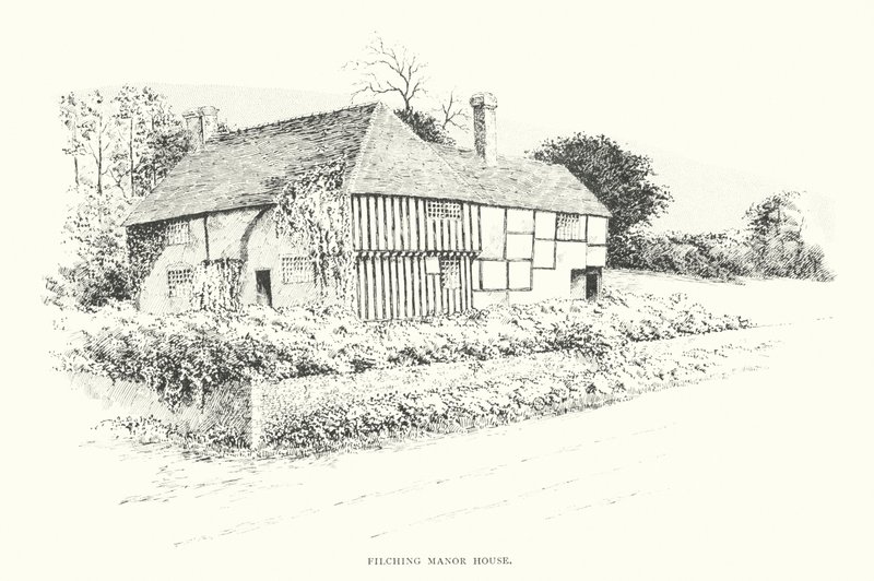 Filching Manor House (litografi) av Duncan Moul
