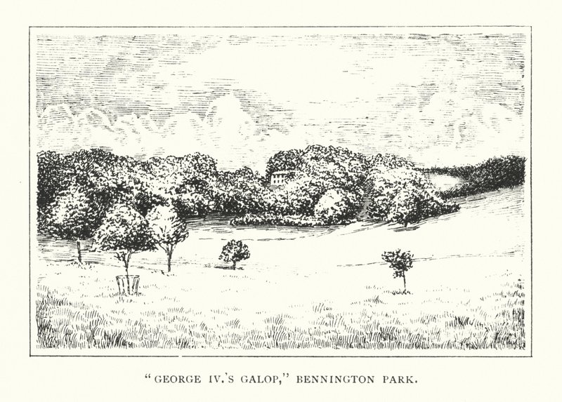 "George IV:s Galop", Bennington Park (litografi) av Duncan Moul