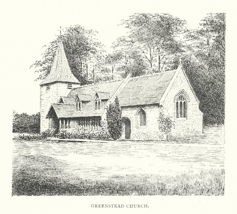 Greenstead kyrka (litografi) av Duncan Moul