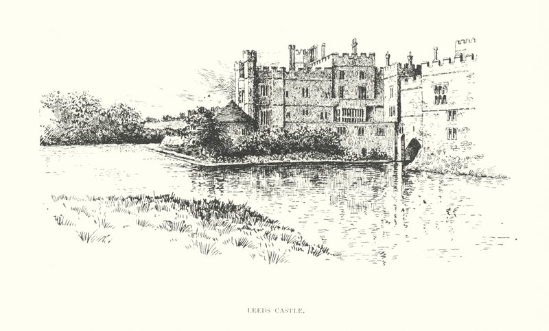 Leeds slott (litografi) av Duncan Moul