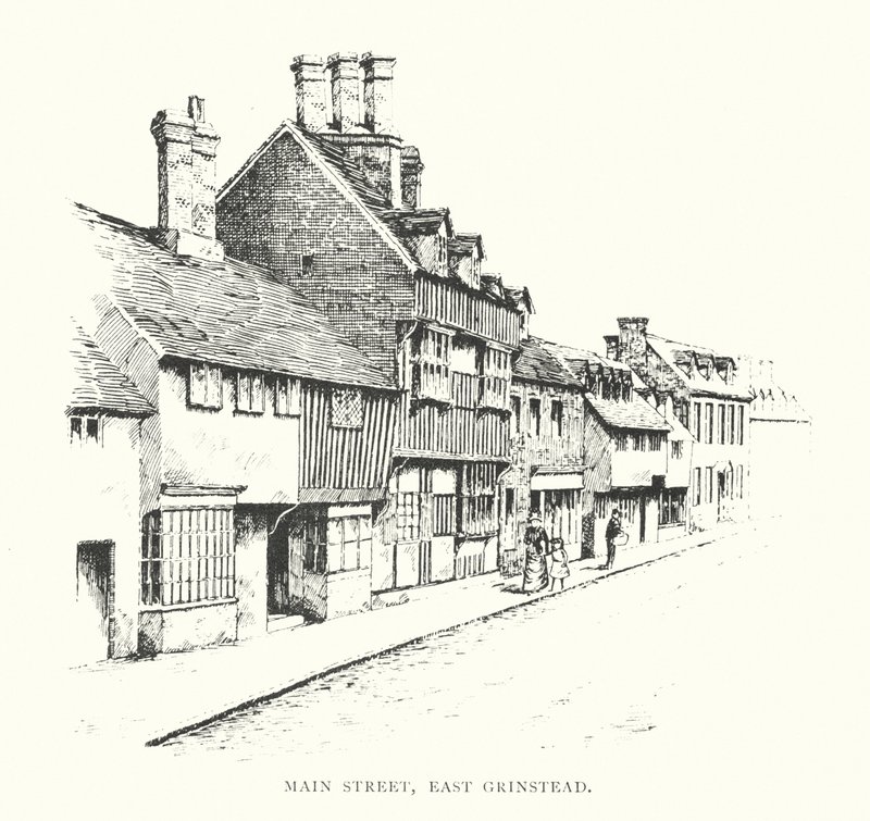 Huvudgatan, East Grinstead (litografi) av Duncan Moul