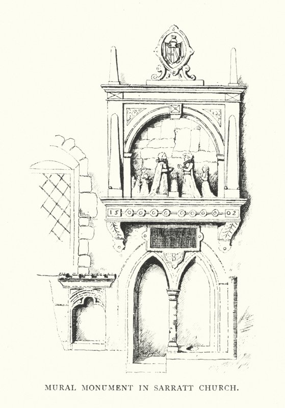 Väggmålning Monument i Sarrattkyrkan (litografi) av Duncan Moul