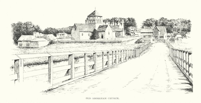 Old Shoreham Church (litografi) av Duncan Moul