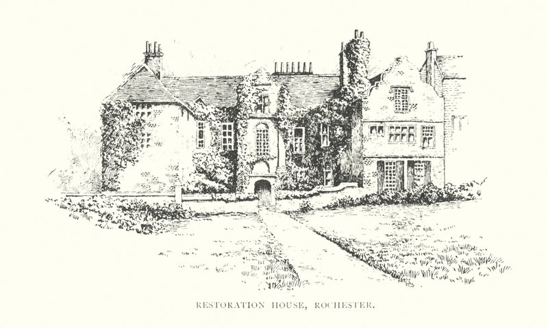 Restoration House, Rochester (litografi) av Duncan Moul