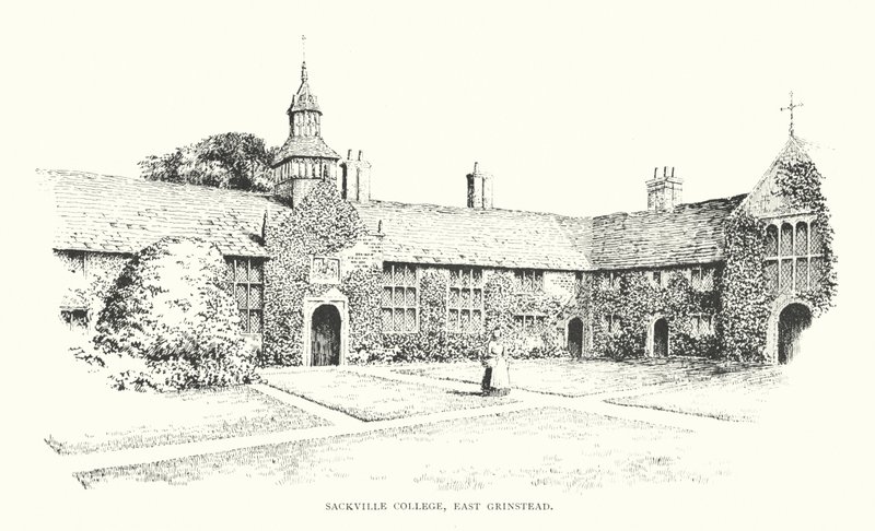 Sackville College, East Grinstead (litografi) av Duncan Moul