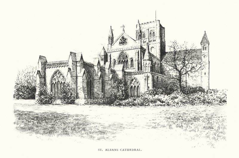 St Albans Cathedral (litografi) av Duncan Moul