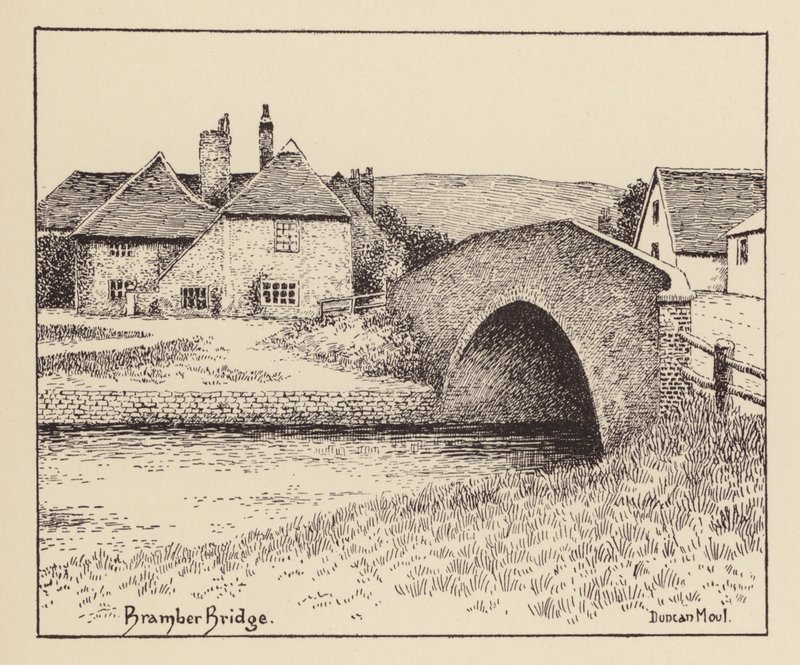 Sussex: Bramber Bridge (litografi) av Duncan Moul
