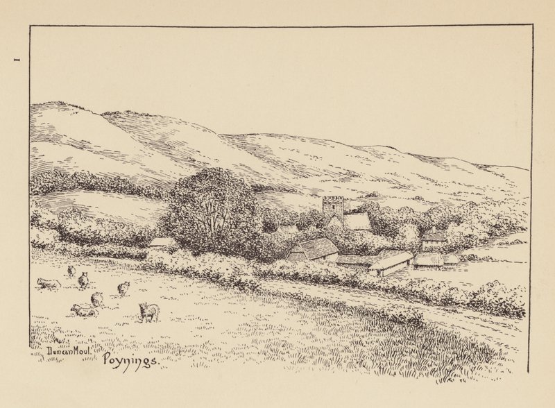 Sussex: Poynings (litografi) av Duncan Moul
