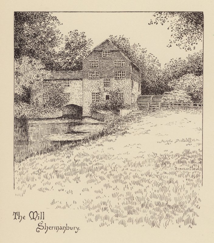 Sussex: The Mill, Shermanbury (litografi) av Duncan Moul