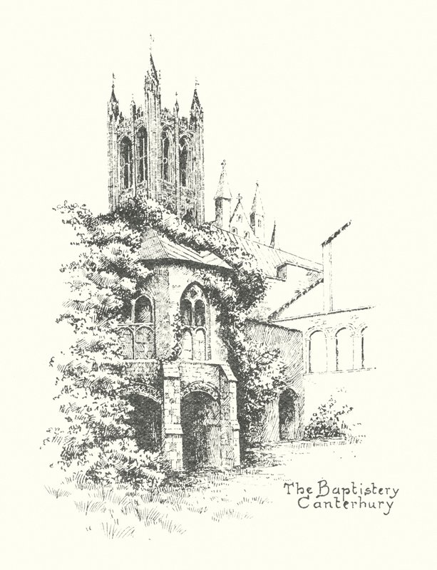 Baptisteriet, Canterbury (litografi) av Duncan Moul