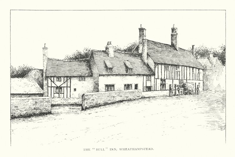 The "Bull" Inn, Wheathampstead (litografi) av Duncan Moul