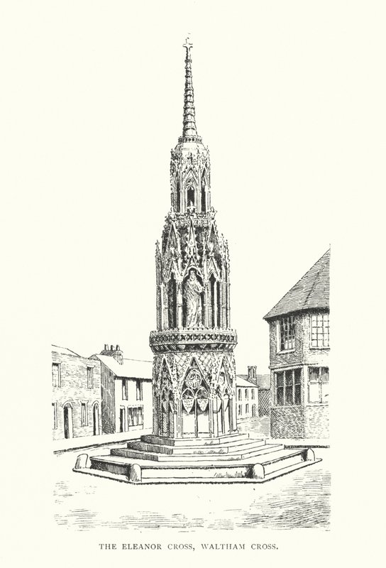 The Eleanor Cross, Waltham Cross (litografi) av Duncan Moul