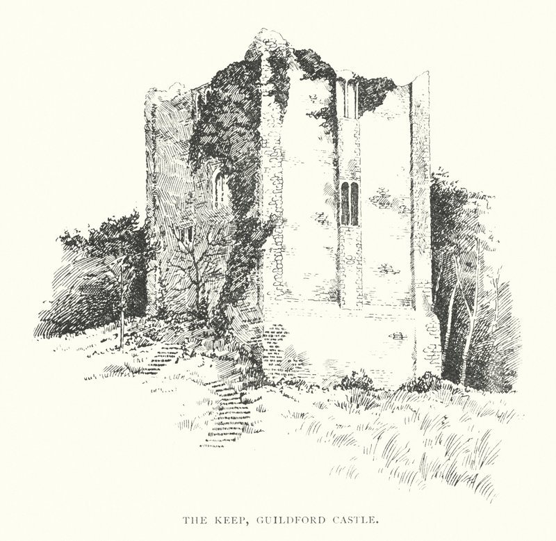 The Keep, Guildford Castle (litografi) av Duncan Moul