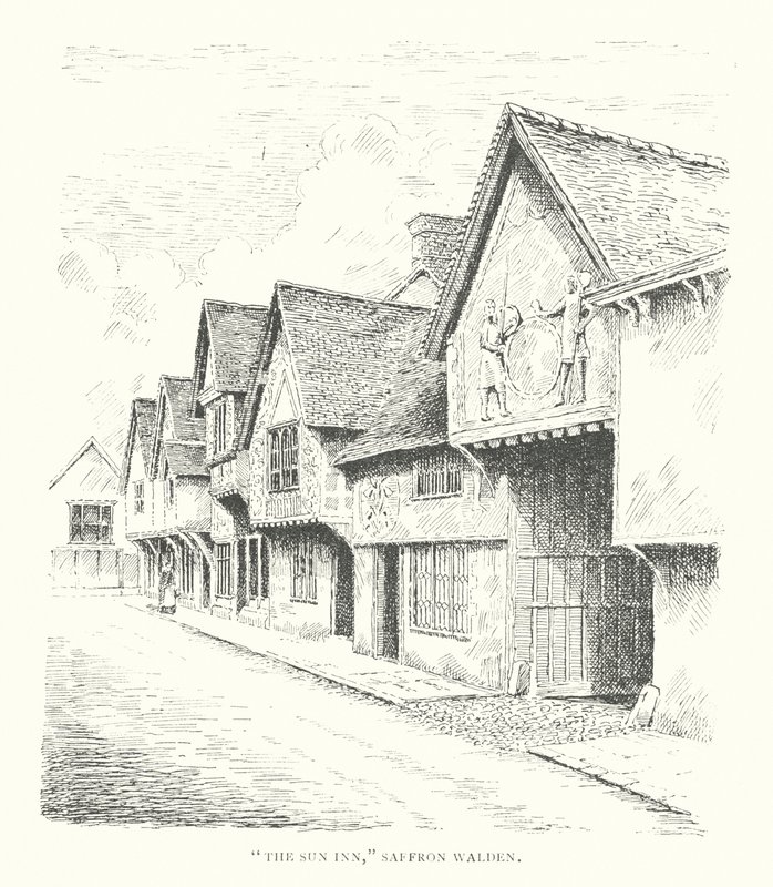 "The Sun Inn", Saffron Walden (litografi) av Duncan Moul