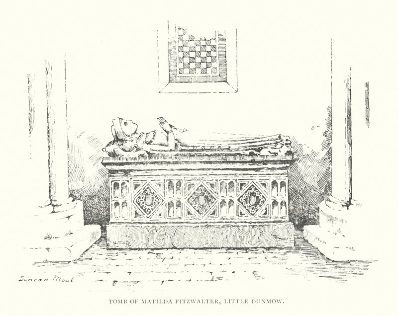 Matilda Fitzwalters grav, Little Dunmow (litografi) av Duncan Moul