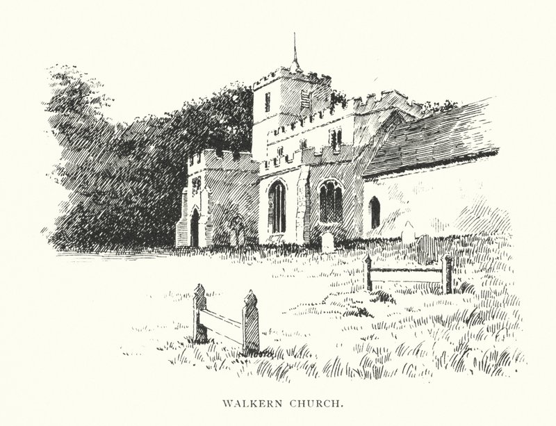 Walkerns kyrka (litografi) av Duncan Moul