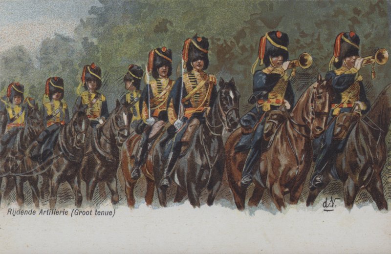 Holländsk arméhästartilleri (färg litho) av Dutch School