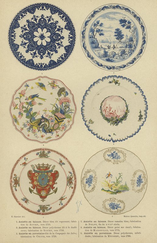 Fayence- och porslinstallrikar, 1600- och 1700-talen av E. Garnier