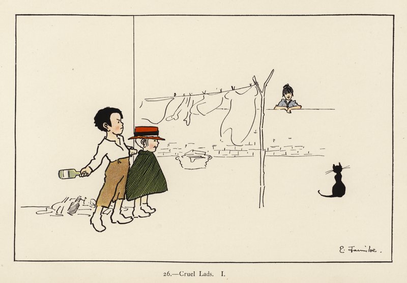Cruel Lads I (färg litho) av Edith Farmiloe