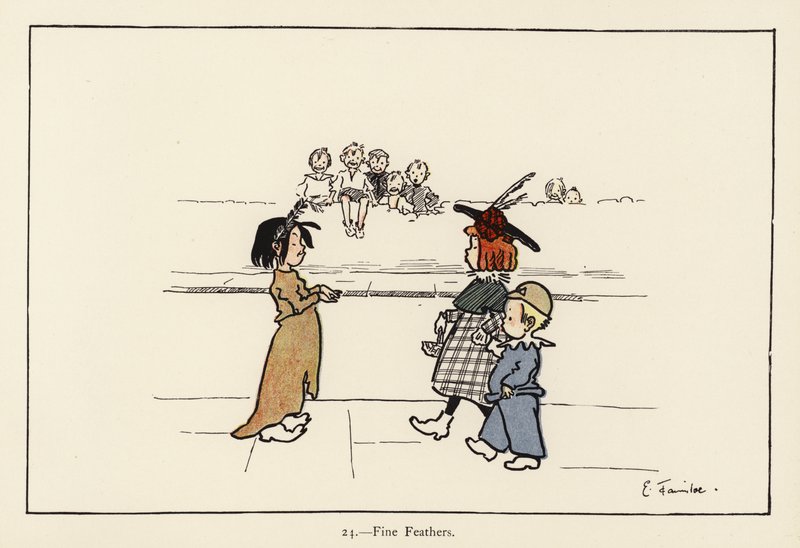 Fina fjädrar (färg litho) av Edith Farmiloe