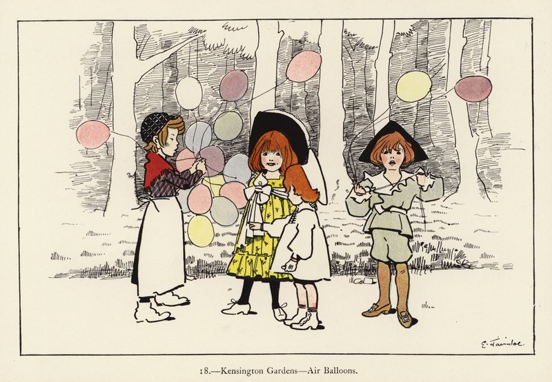Kensington Gardens, luftballonger av Edith Farmiloe
