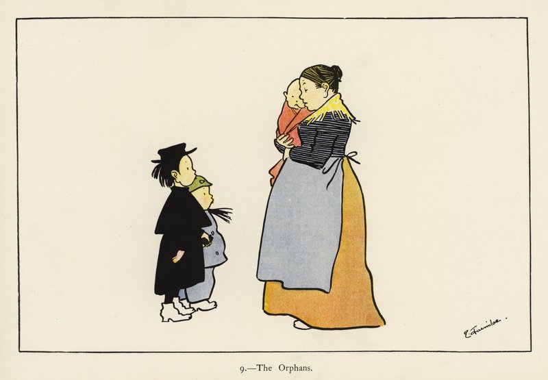 The Orphans (färg litho) av Edith Farmiloe