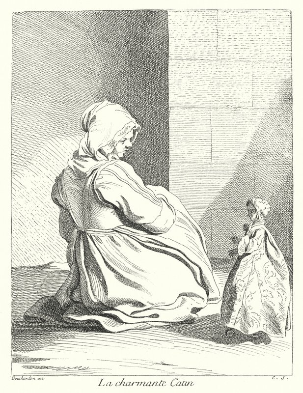 Den charmiga prostituerade (gravyr) av Edmé (after) Bouchardon