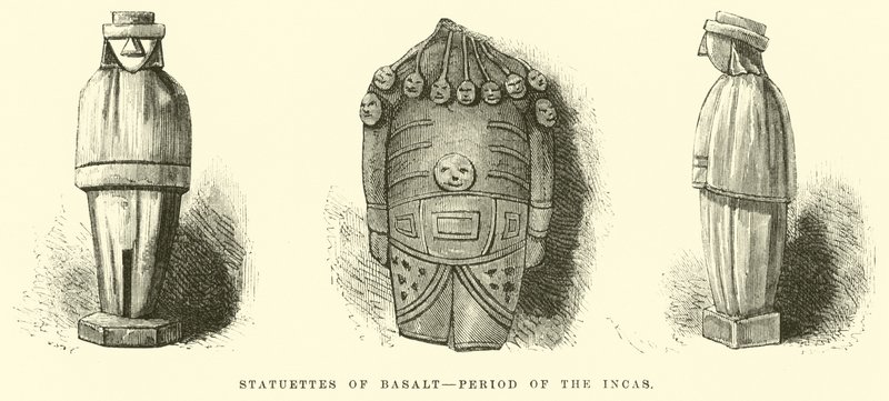 Statyetter av basalt, inkaperioden av Edouard Riou