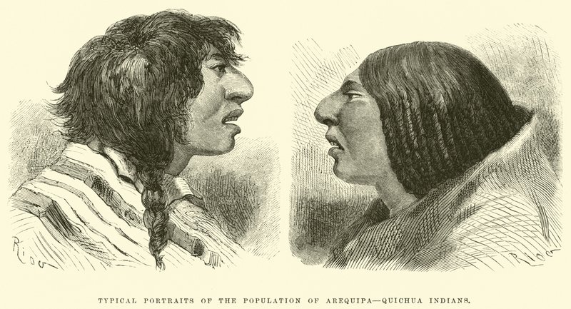 Typiska porträtt av befolkningen i Arequipa, quichua-indianer. av Edouard Riou
