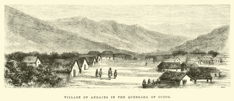 Byn Andajes i Quebrada de Cuzco av Edouard Riou