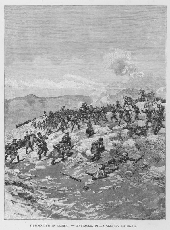 Piemonteser på Krim (gravyr) av Edouardo Matania