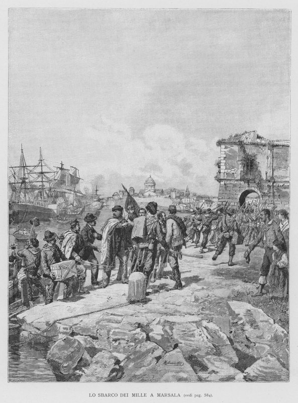 De tusen landningen i Marsala (gravyr) av Edouardo Matania