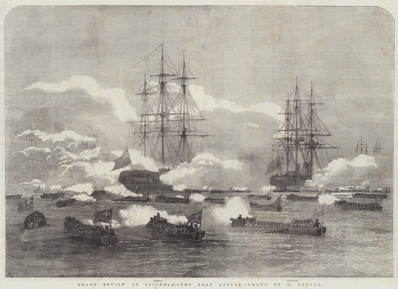 Grand Review på Spithead, the Boat Attack av Edward Duncan