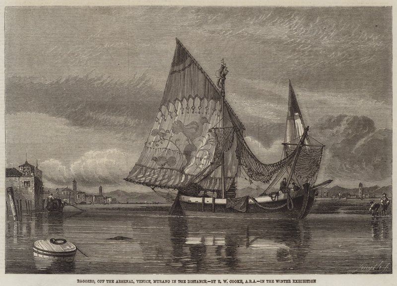 Bagozzo, utanför Arsenal, Venedig, Murano i fjärran av Edward William Cooke