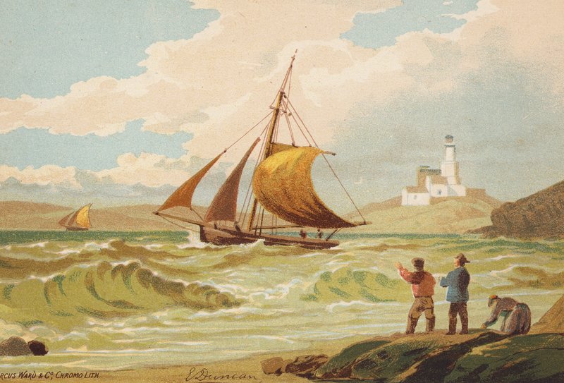 Passerar Whitby (färglitografi) av Edward (after) Duncan