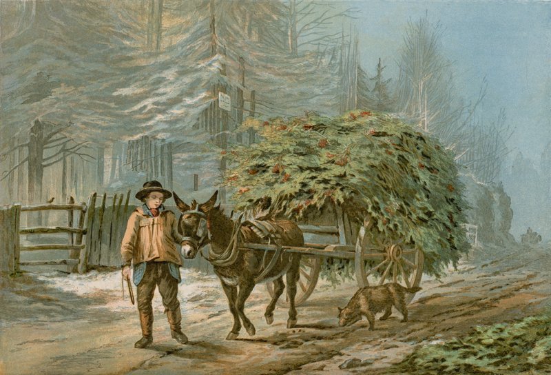 Holly Cart (färg litho) av Edward (after) Duncan