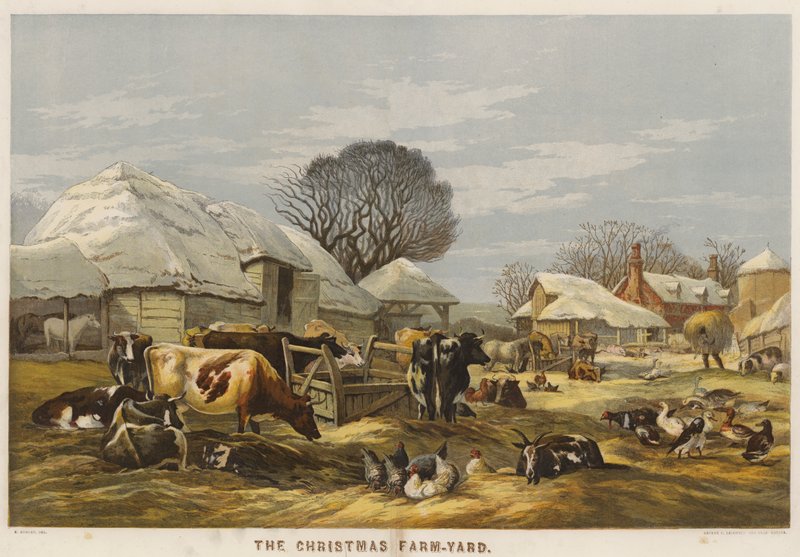 The Christmas Farm-Yard (chromolitho) av Edward Duncan