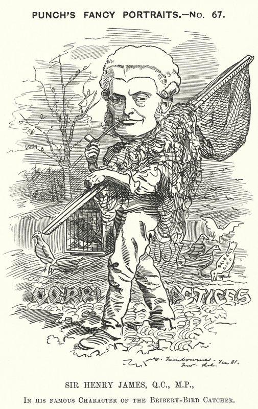 Punch tecknad: Sir Henry James av Edward Linley (after) Sambourne
